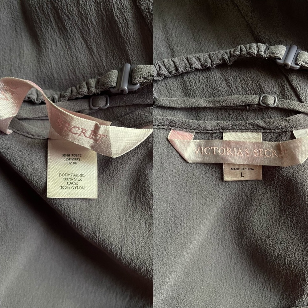 Y2k Victoria’s Secret Two Duo Tone purple silk slip dress babydoll Sz Large - Picture 4 of 4